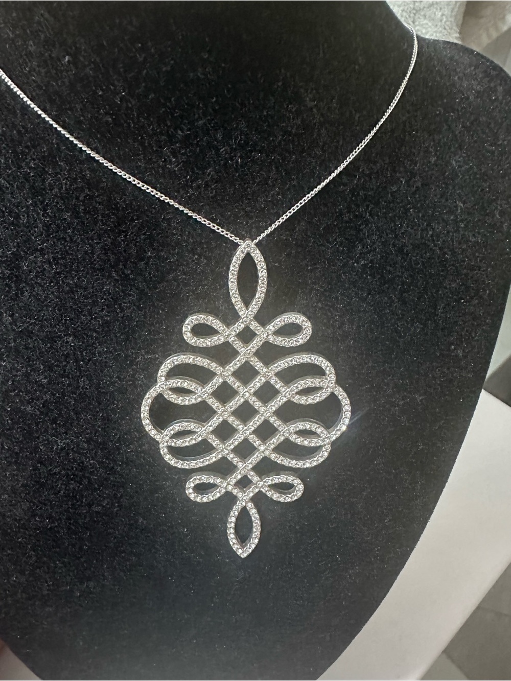Brighton Silver-Tone Crystal Scrollwork Pendant Necklace - Silver